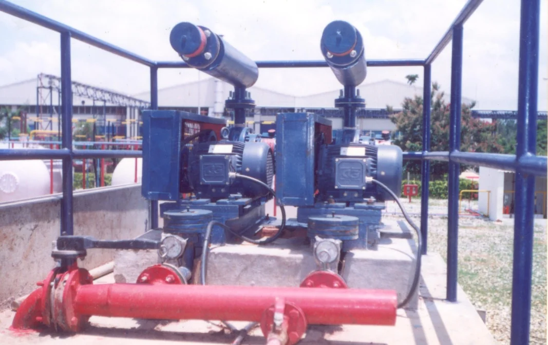 Blower and pump set installed at an industrial water treatment plant